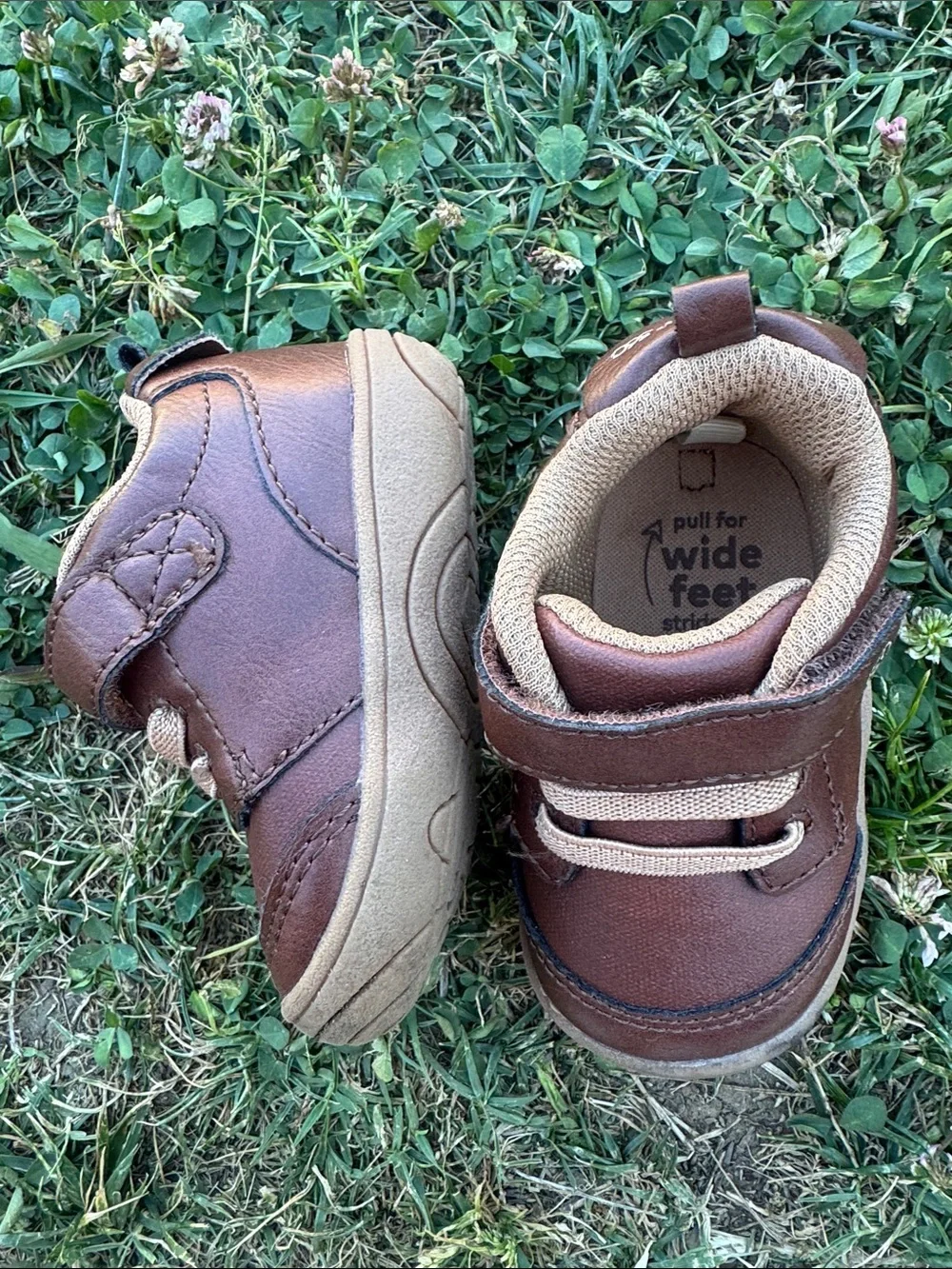 Stride Rite Toddler Brown Leather-Look Hook & Loop Sneakers